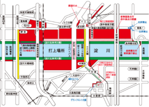 淀川花火大会の交通規制図