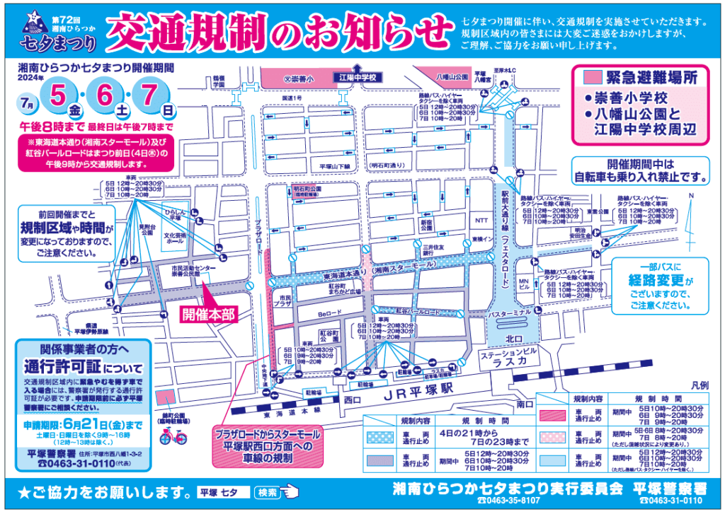 平塚七夕祭り2024の交通規制図